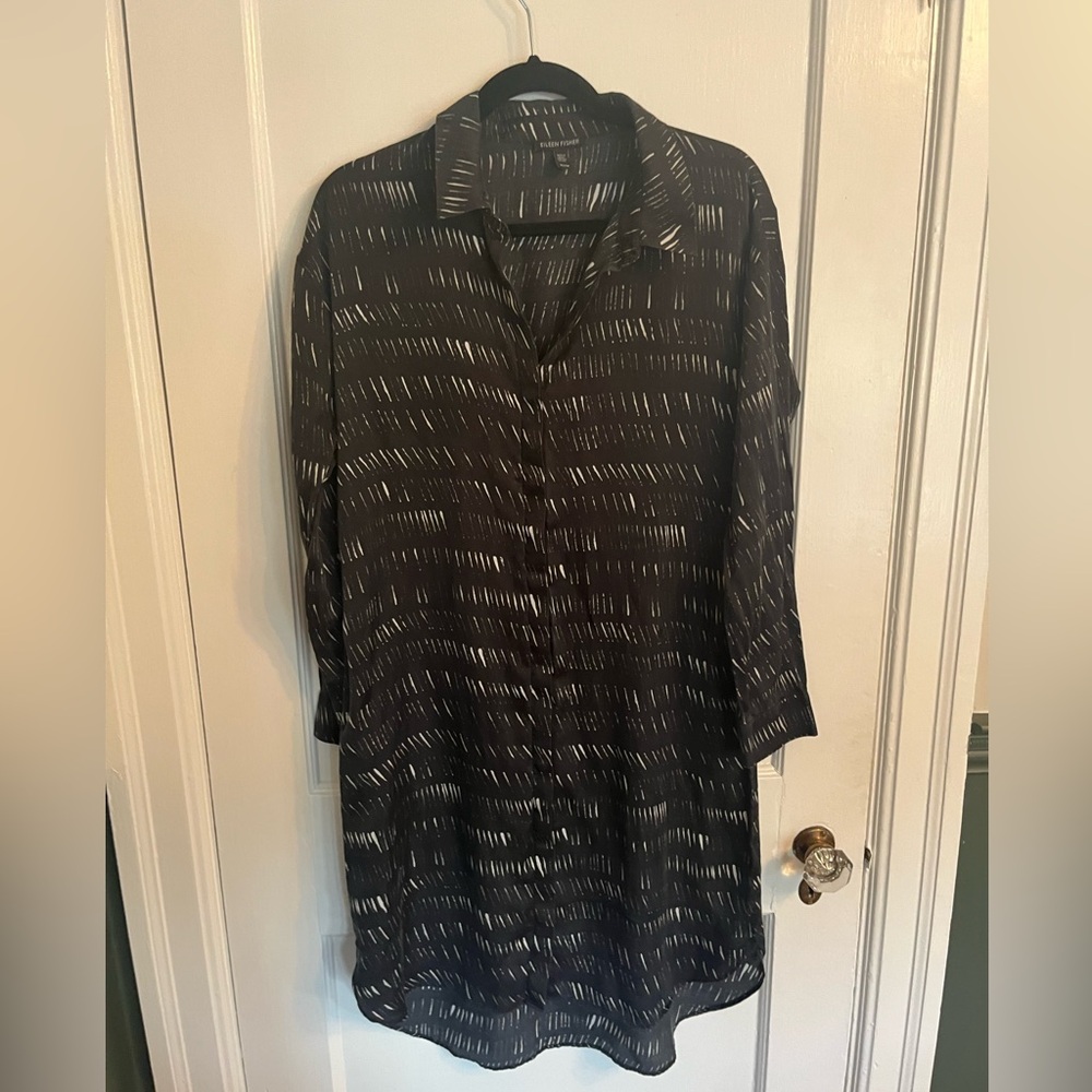 Eileen Fisher Silk Organic Cotton Dash Shirtdress - Picture 4 of 7